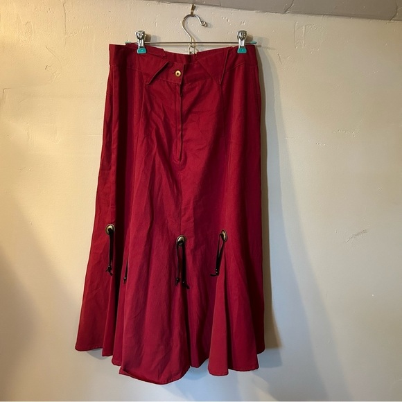 Vintage Circle T by Marilyn Lenox Western Square Dance Skirt Red Made in USA - Picture 3 of 8